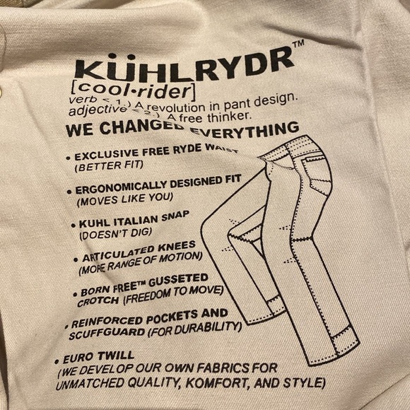 KUHL Ryder Full Twill Pants Badlands Khaki Size W34 x L32